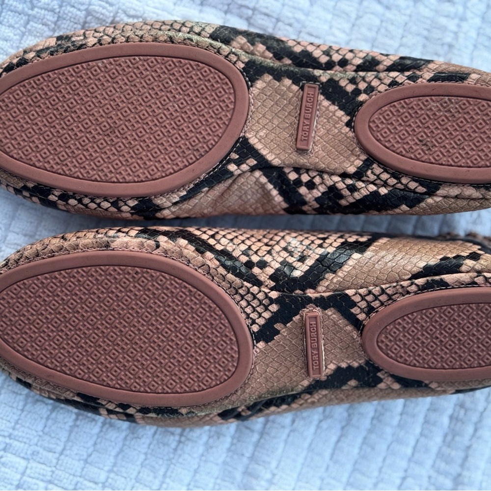 Tory Burch Snakeskin Pattern Ballet Flats - Black & Pink-Size 10 - Picture 3 of 5